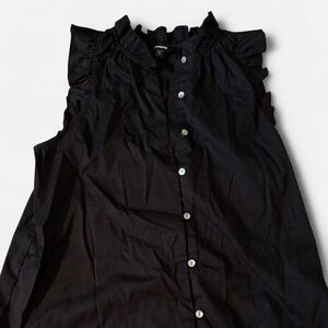 Express Black Button-Down Ruffle Blouse